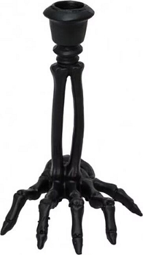 NEW RARE Hyde & EEK! Boutique Skeleton Forearm Hand Black Resin Taper Dinner Candle Holder ONE (1) Halloween Skull Horror 